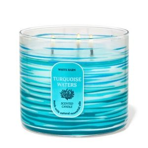 NIB-Turquoise Waters-3-Wick Candle-White Barn/Bath & Body Works-Never Used